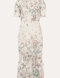 Franky Lace Bardot Midi Dress
