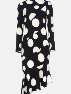 Gabi Spot Print Asymmetric Hem Dress