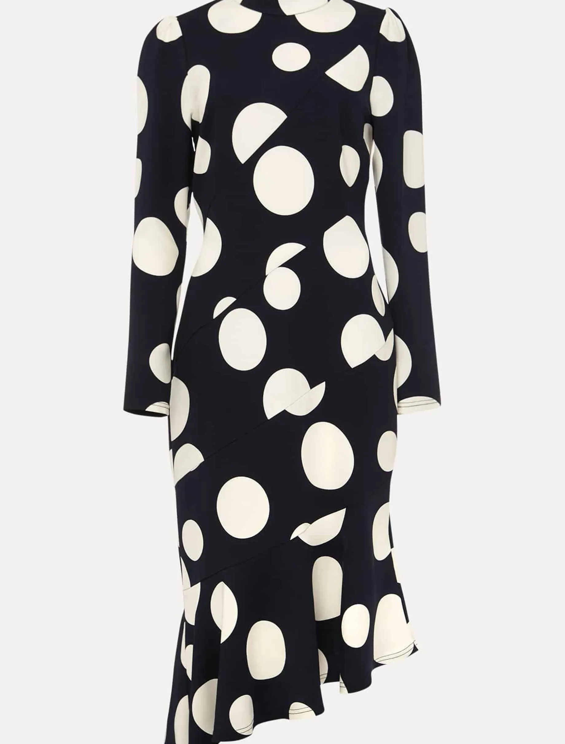 Gabi Spot Print Asymmetric Hem Dress