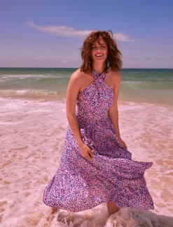 Gemmi Cotton Almond Print Halterneck Dress