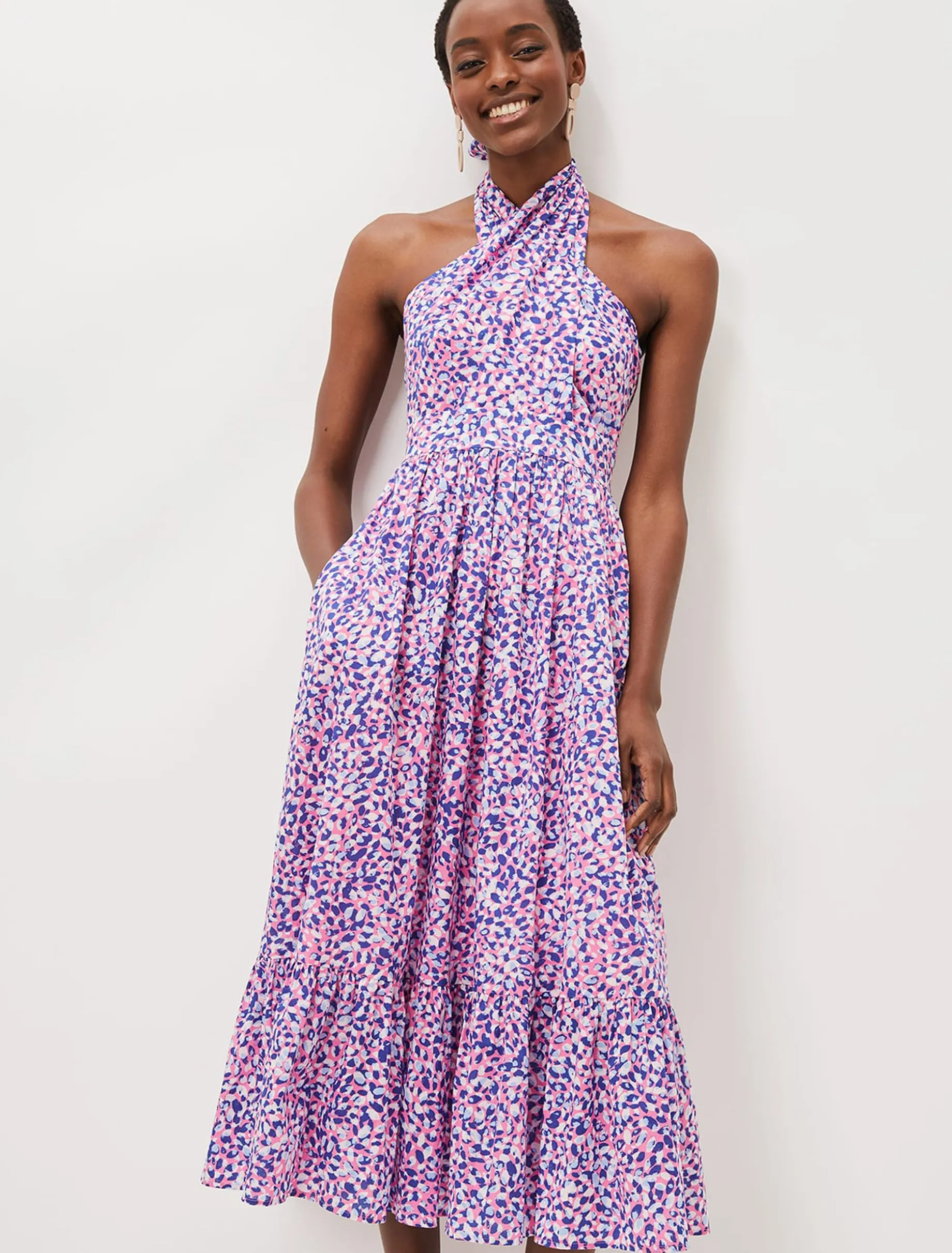 Gemmi Cotton Almond Print Halterneck Dress