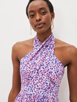 Gemmi Cotton Almond Print Halterneck Dress
