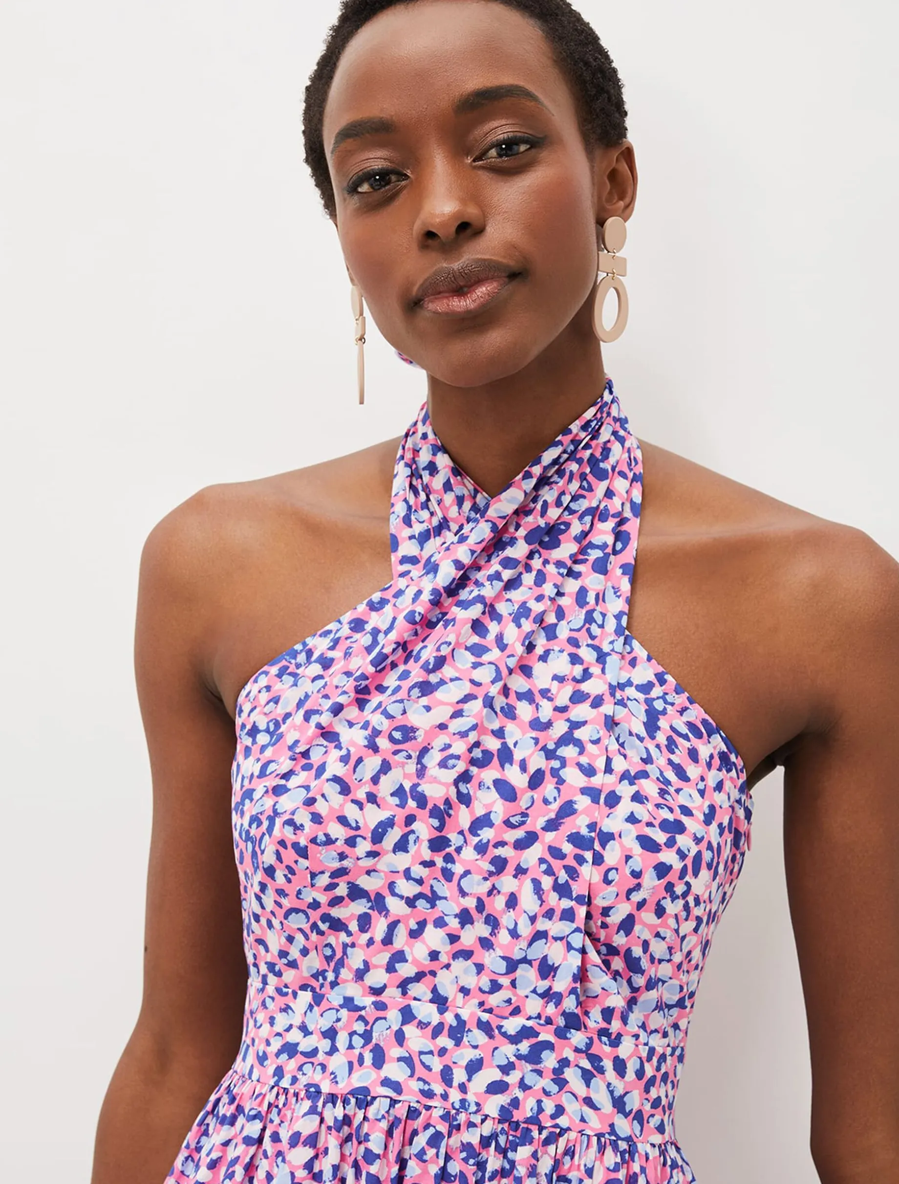 Gemmi Cotton Almond Print Halterneck Dress