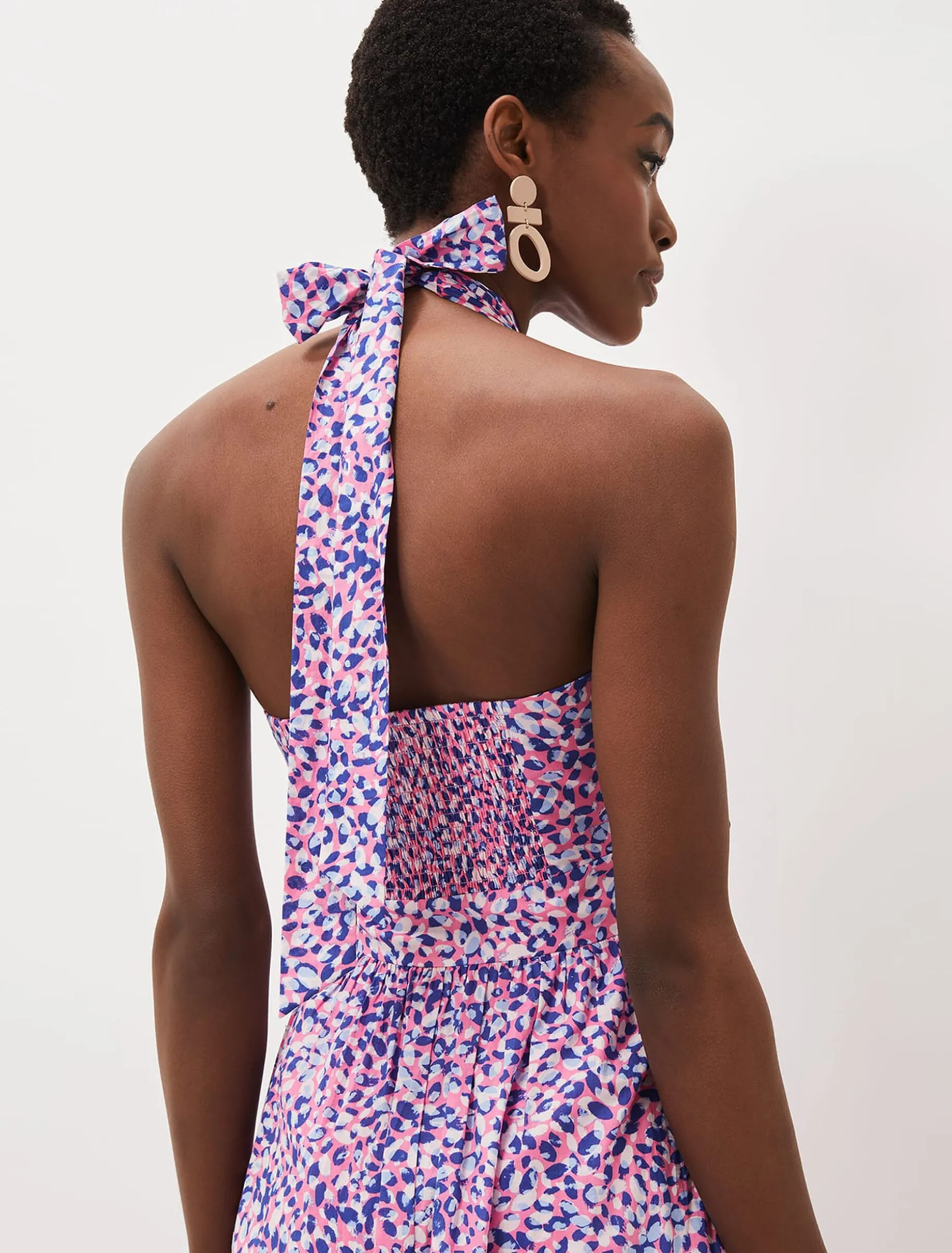 Gemmi Cotton Almond Print Halterneck Dress