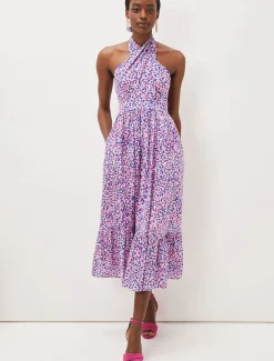 Gemmi Cotton Almond Print Halterneck Dress