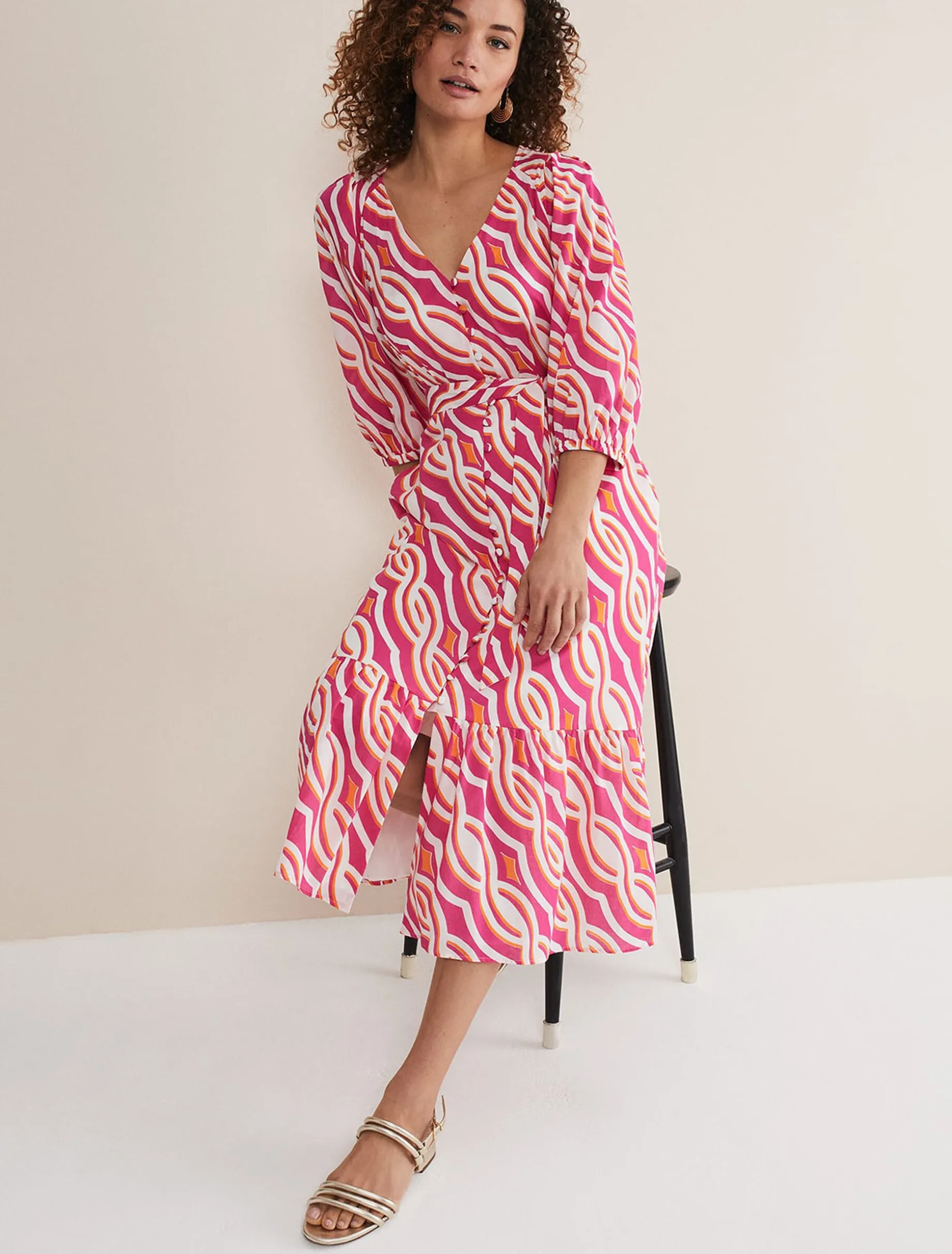 Georgie Cotton Geo Midi Dress