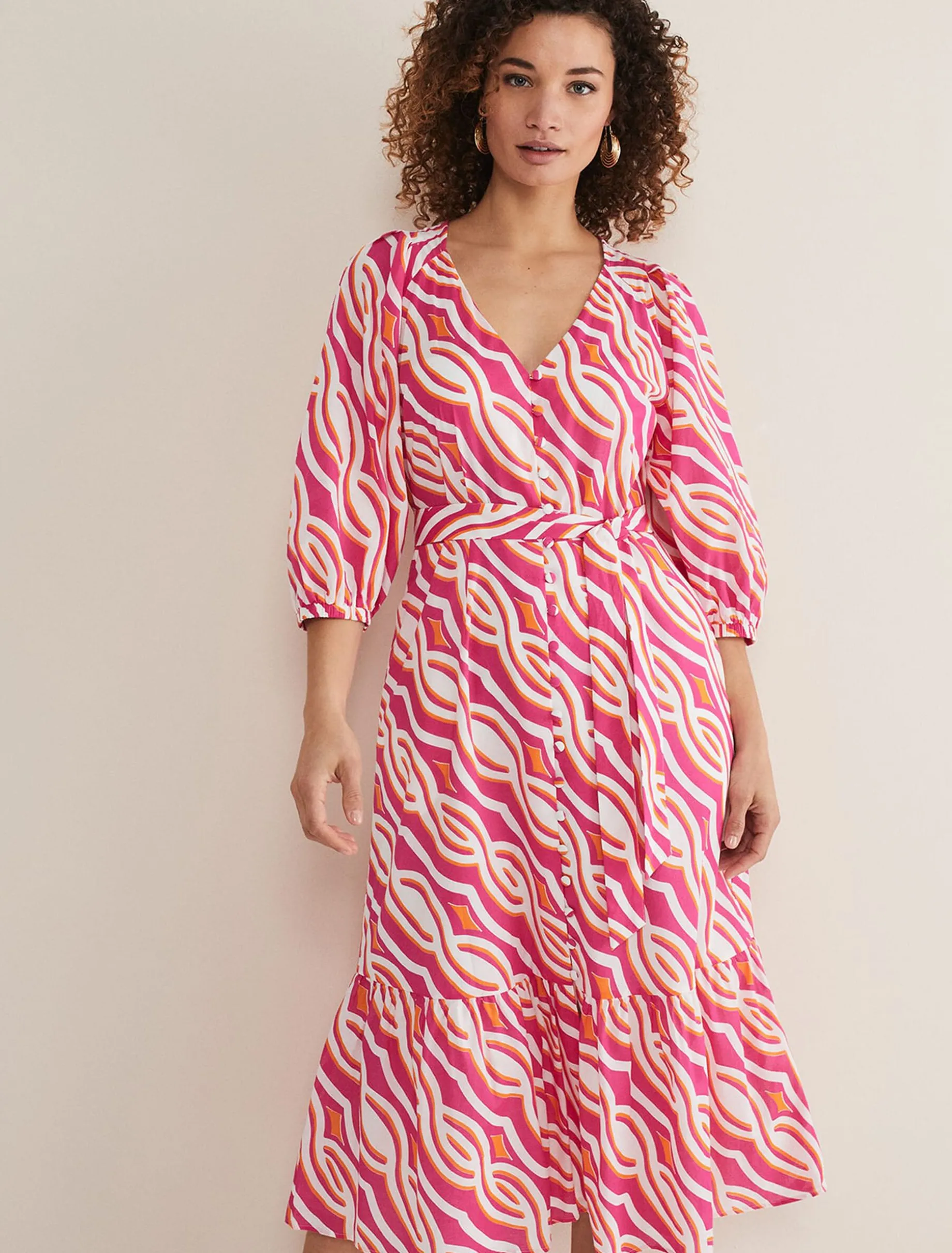 Georgie Cotton Geo Midi Dress