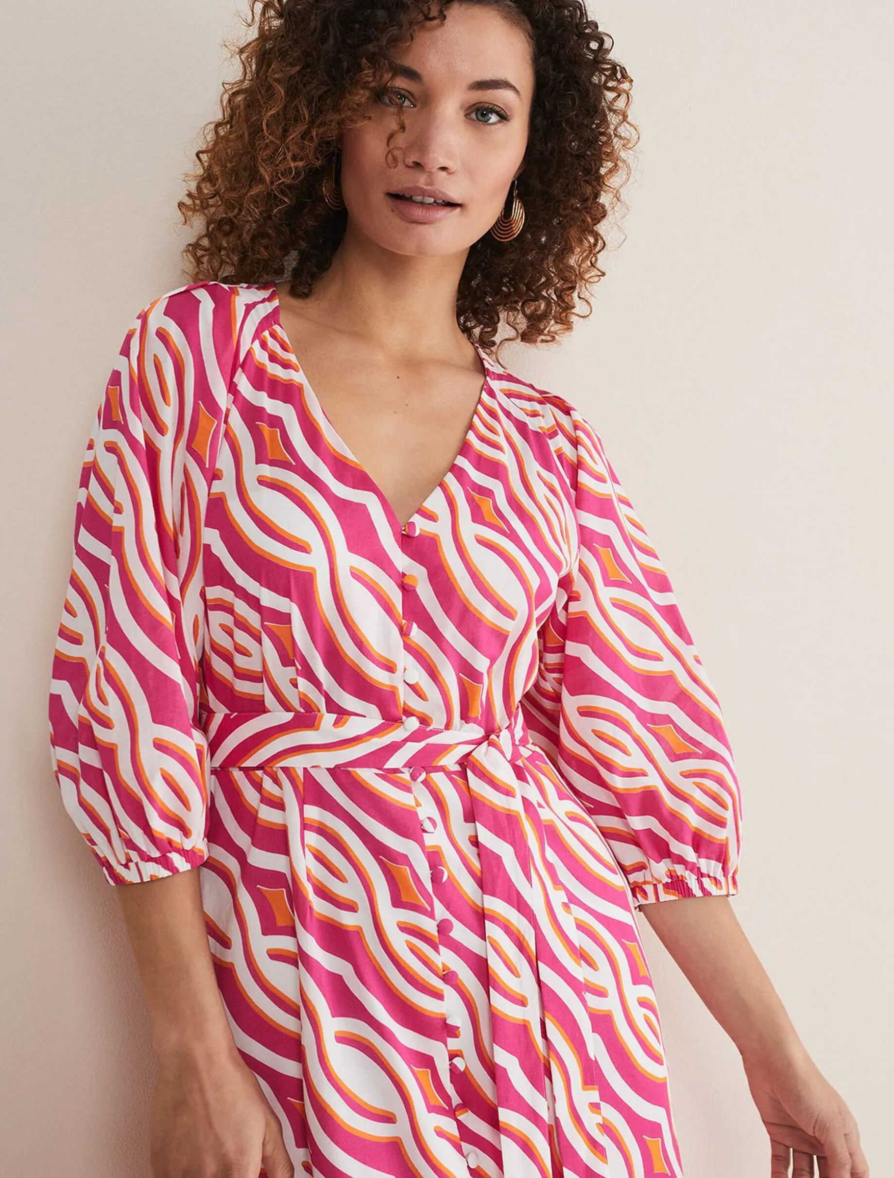 Georgie Cotton Geo Midi Dress