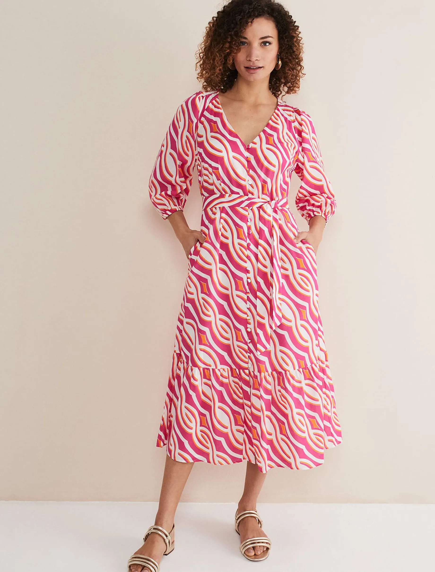 Georgie Cotton Geo Midi Dress