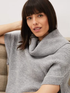 Georgina Chunky Short Sleeved Cowl Neck Jumper