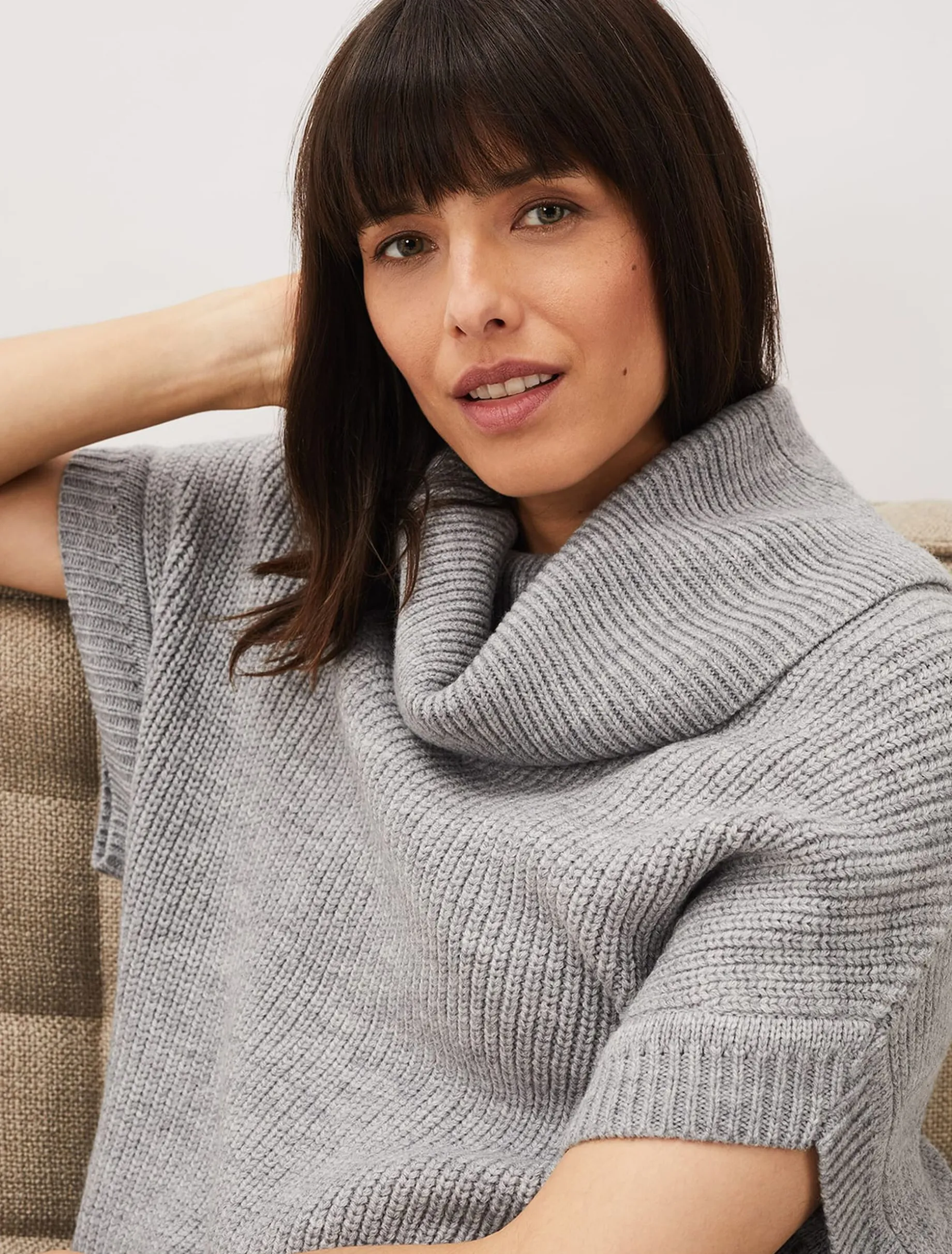 Georgina Chunky Short Sleeved Cowl Neck Jumper