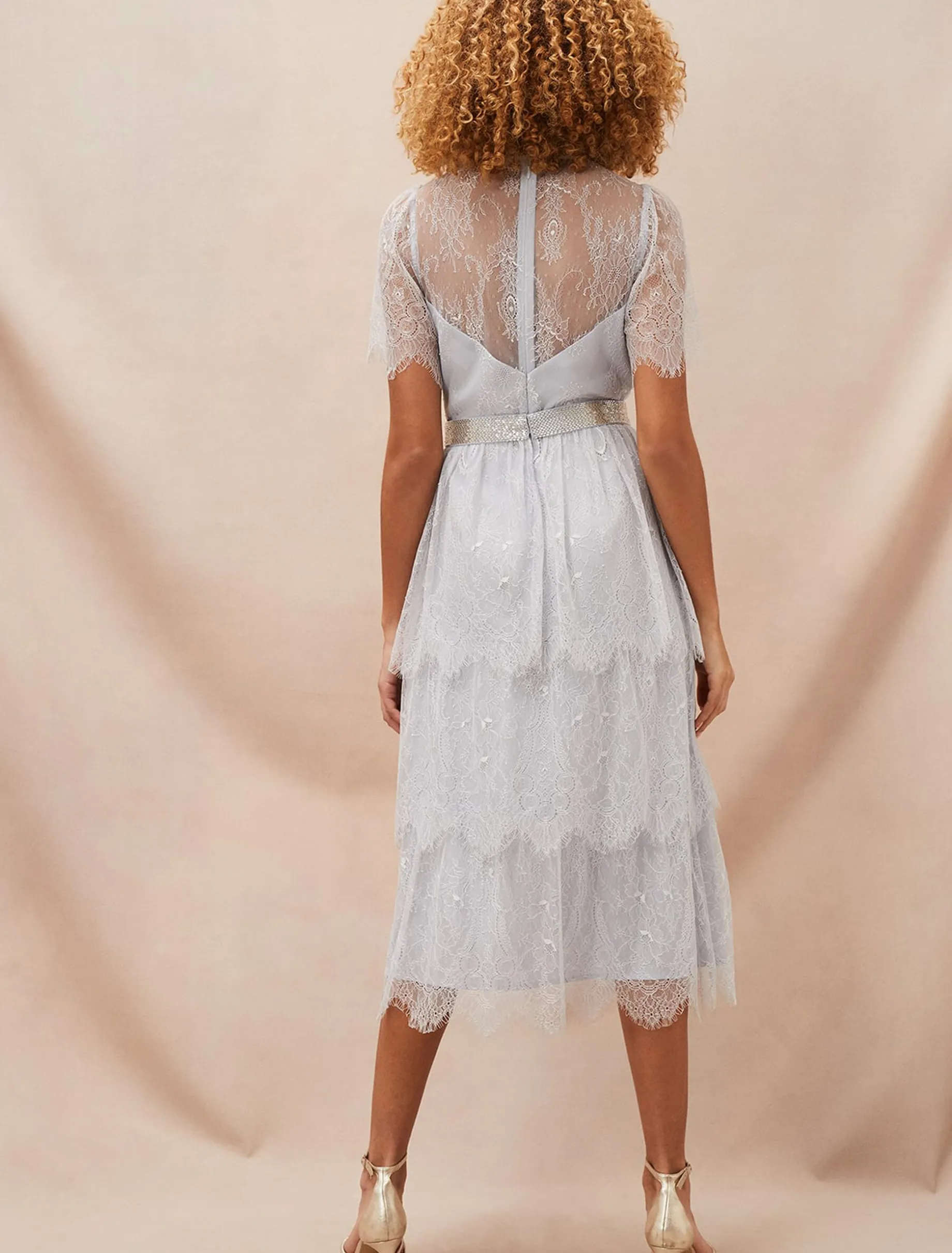 Ginnie Lace Tiered Midi Dress