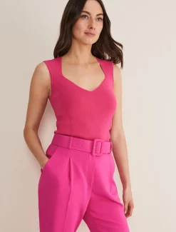 Halina Sweetheart Neck Knitted Top