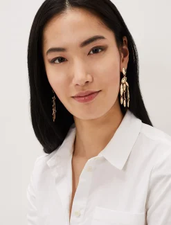 Hammered Finish Geo Shape Drop Earring