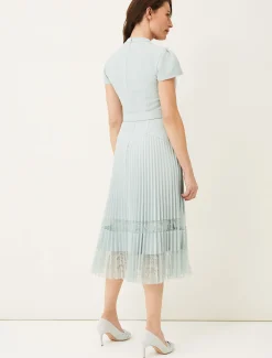 Hannah Pleated Lace Insert Dress