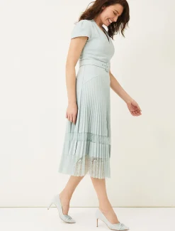 Hannah Pleated Lace Insert Dress