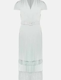 Hannah Pleated Lace Insert Dress