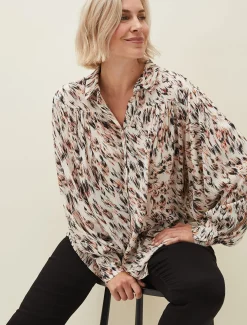 Helen Abstract Feather Print Blouse