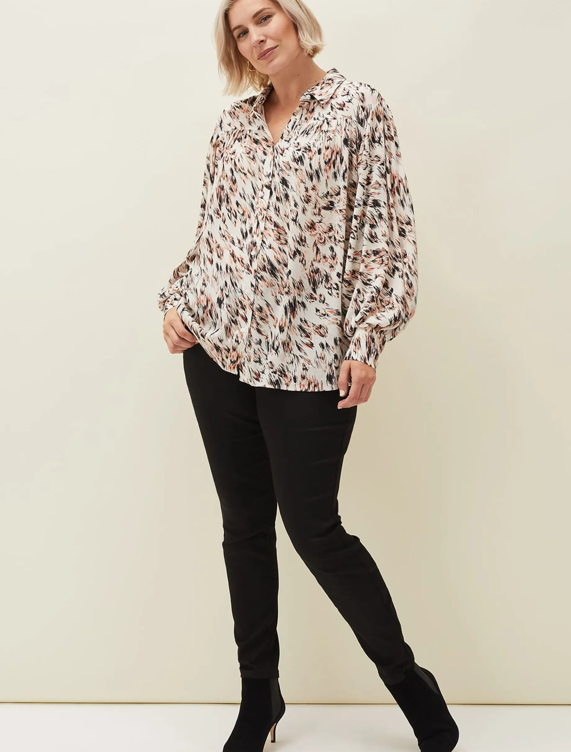 Helen Abstract Feather Print Blouse