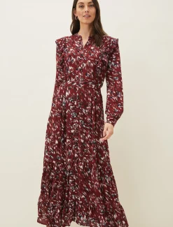 Helen Abstract Feather Print Midaxi Dress