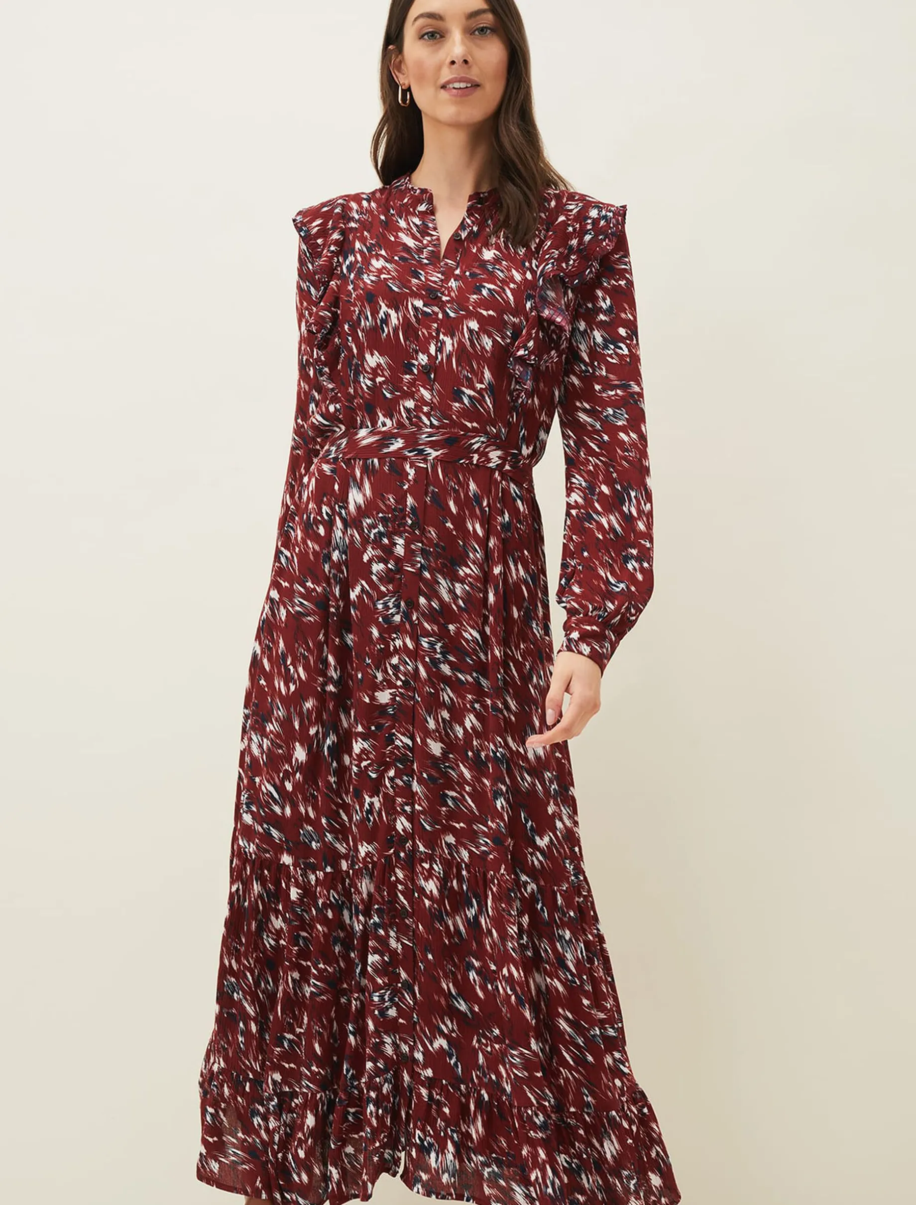 Helen Abstract Feather Print Midaxi Dress