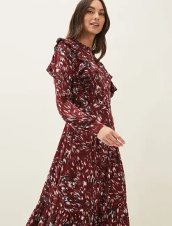 Helen Abstract Feather Print Midaxi Dress
