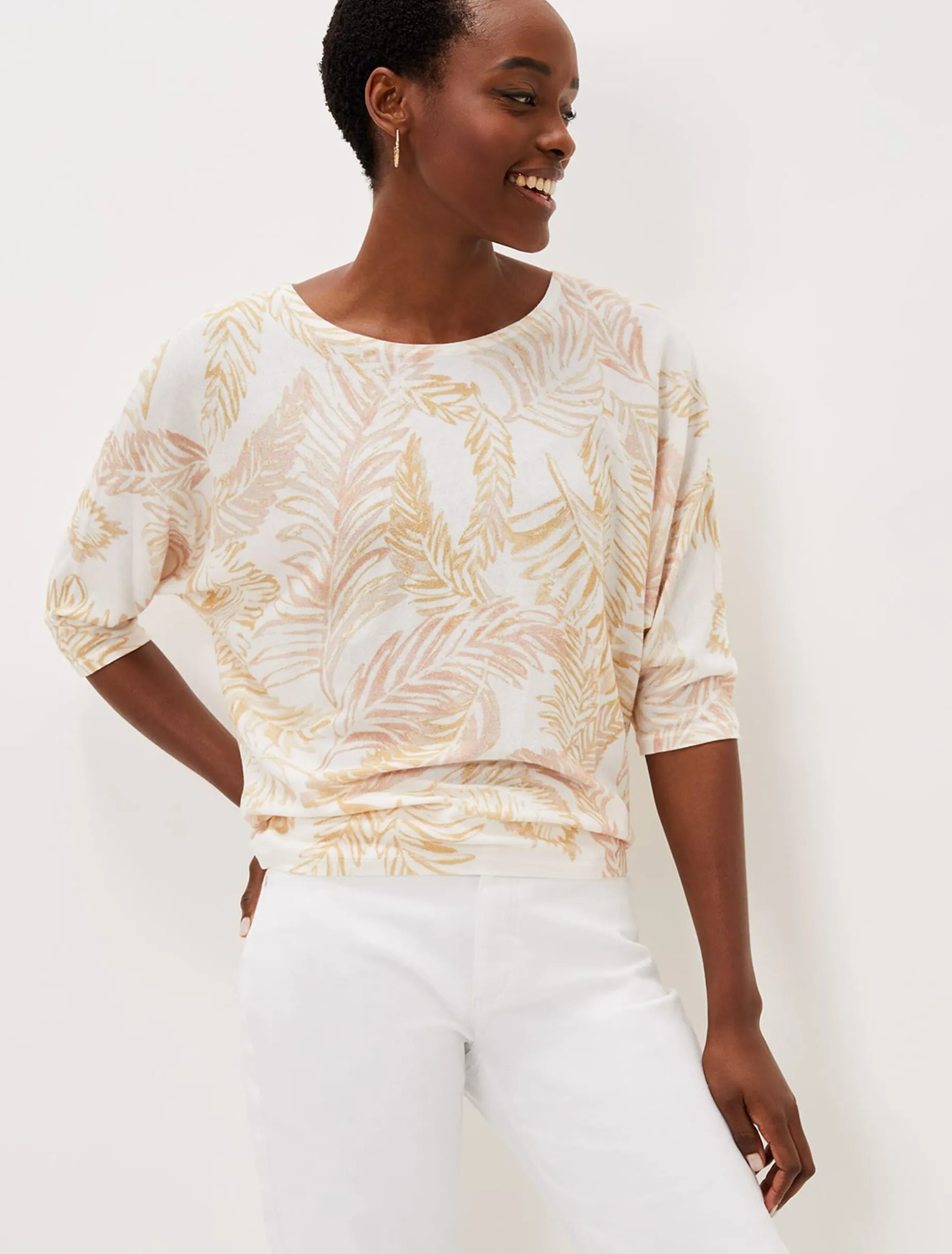 Hollie Cotton Palm Print Jumper