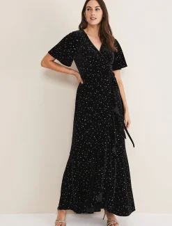 Holly Velvet Star Wrap Maxi Dress