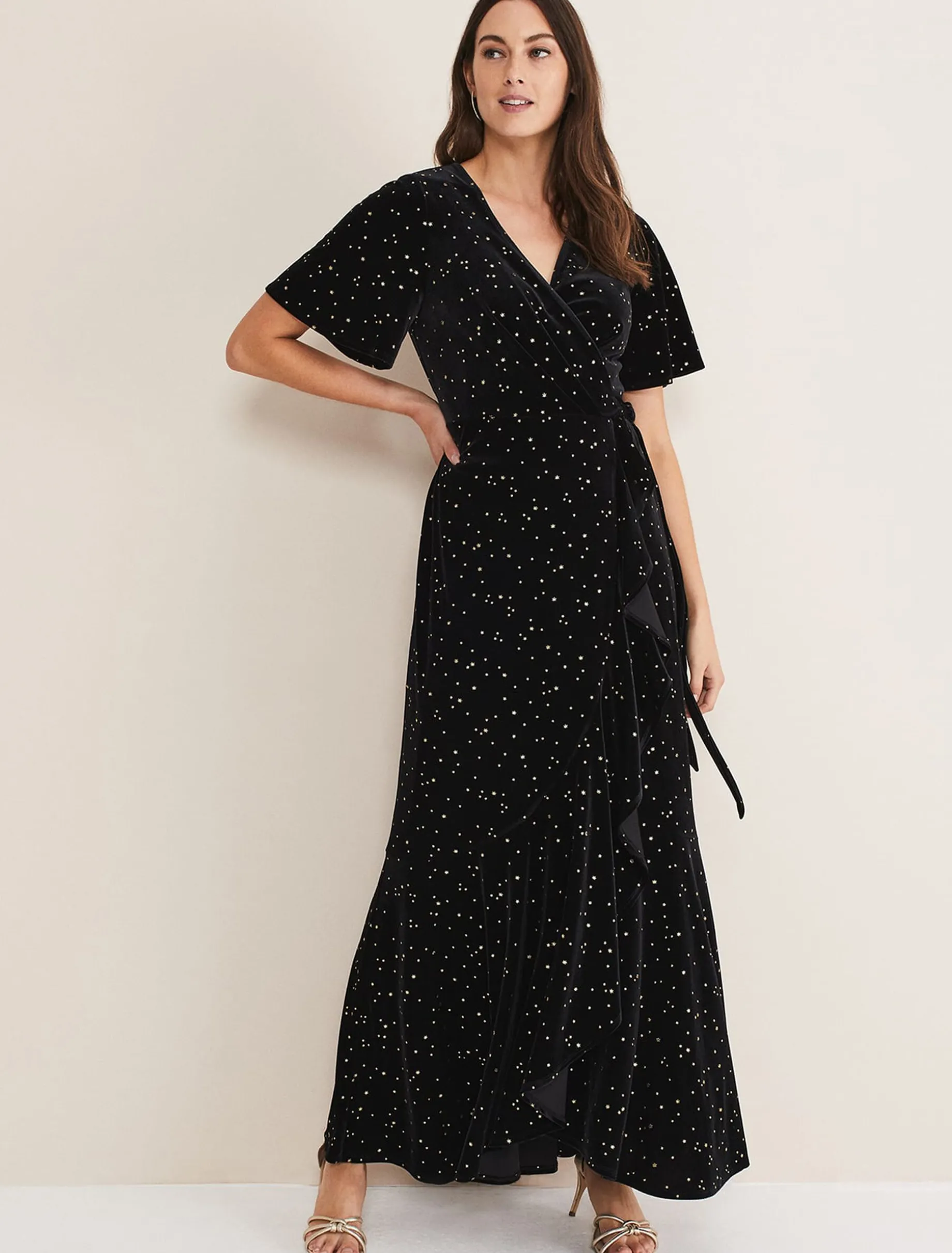 Holly Velvet Star Wrap Maxi Dress