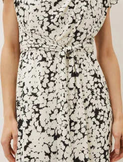 Jaelynn Ditsy Cowl Tie Waist Print Dress