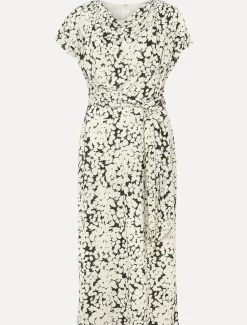 Jaelynn Ditsy Cowl Tie Waist Print Dress