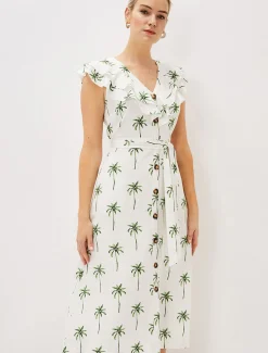 Jamilla Palm Print Midi Dress