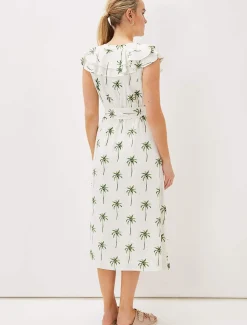 Jamilla Palm Print Midi Dress