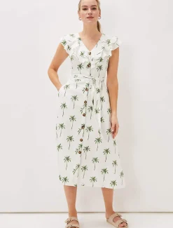 Jamilla Palm Print Midi Dress