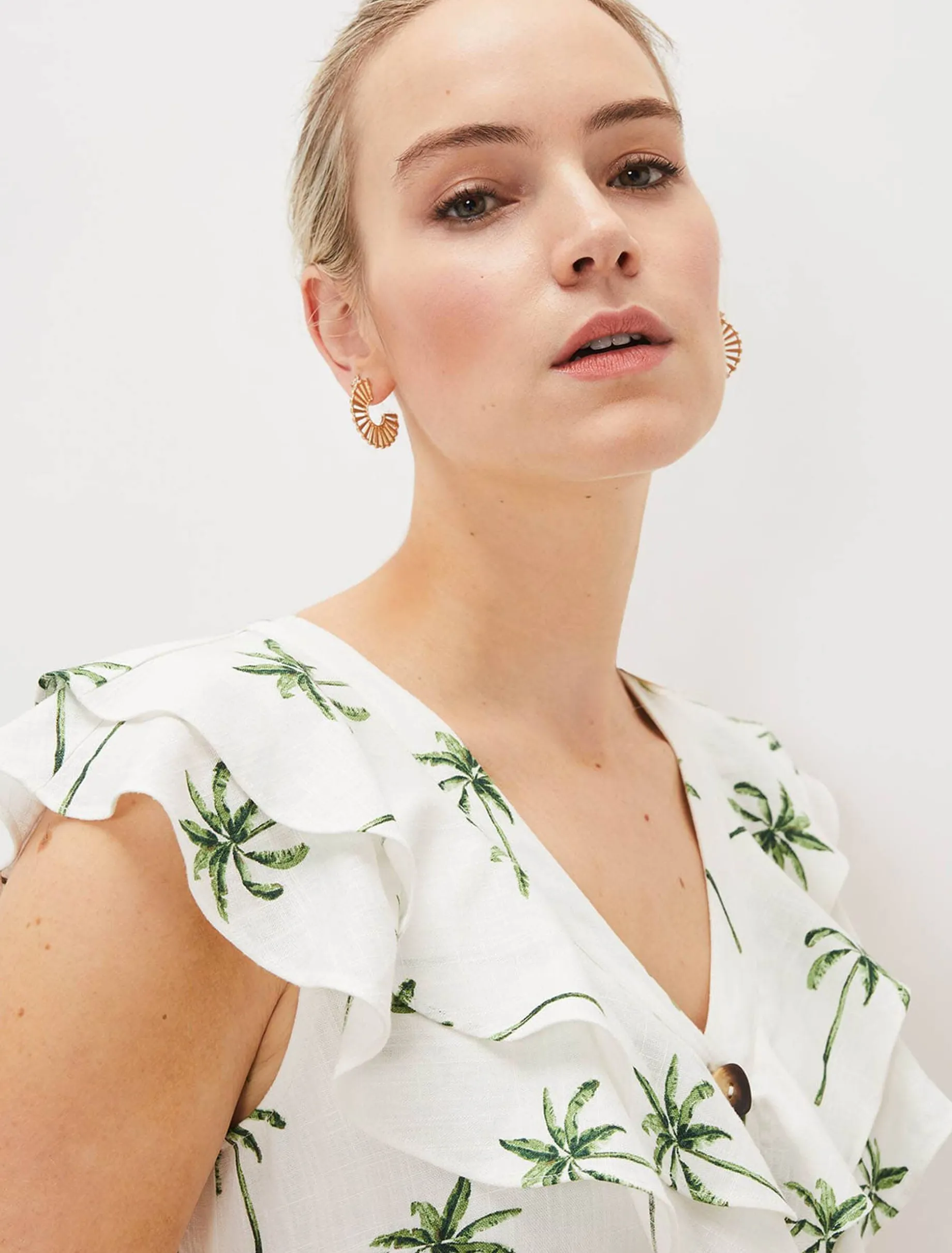Jamilla Palm Print Midi Dress