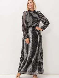 Jaylin Sequin Stripe Maxi Dress