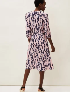 Jean Floral Midi Wrap Dress