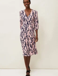 Jean Floral Midi Wrap Dress