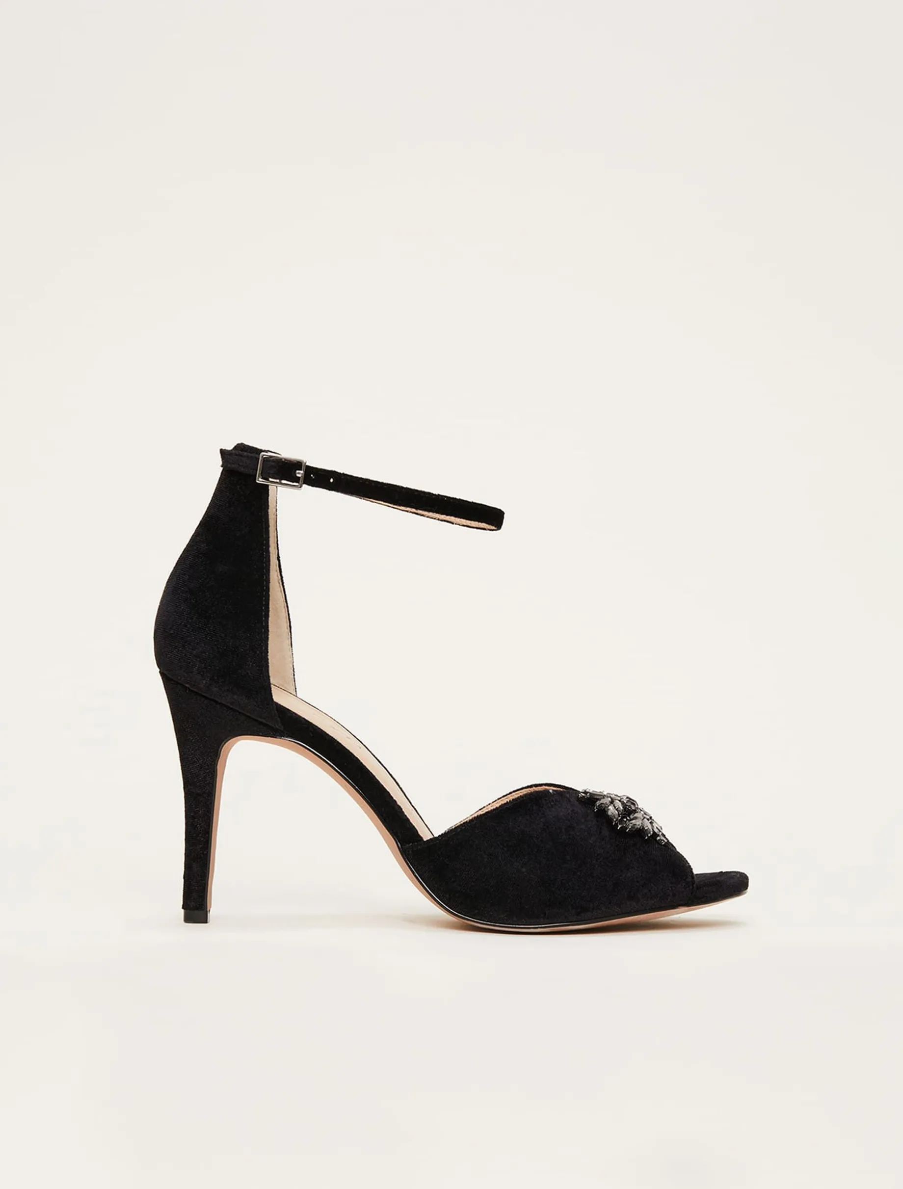 Jewel Front Velvet Sandal
