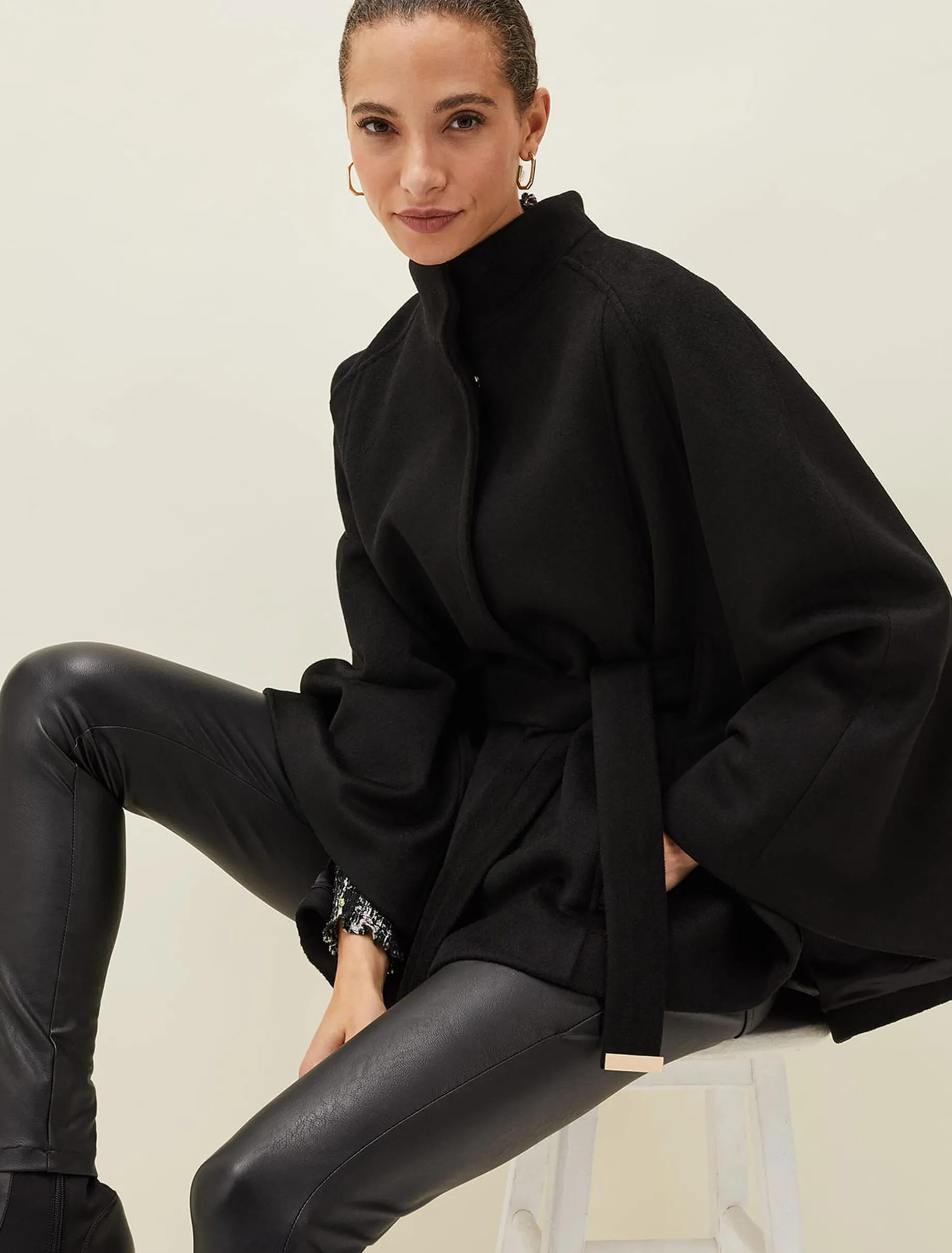 Jodie Wool Blend Cape Coat