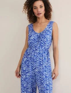 Juliana Zebra Print Jersey Jumpsuit