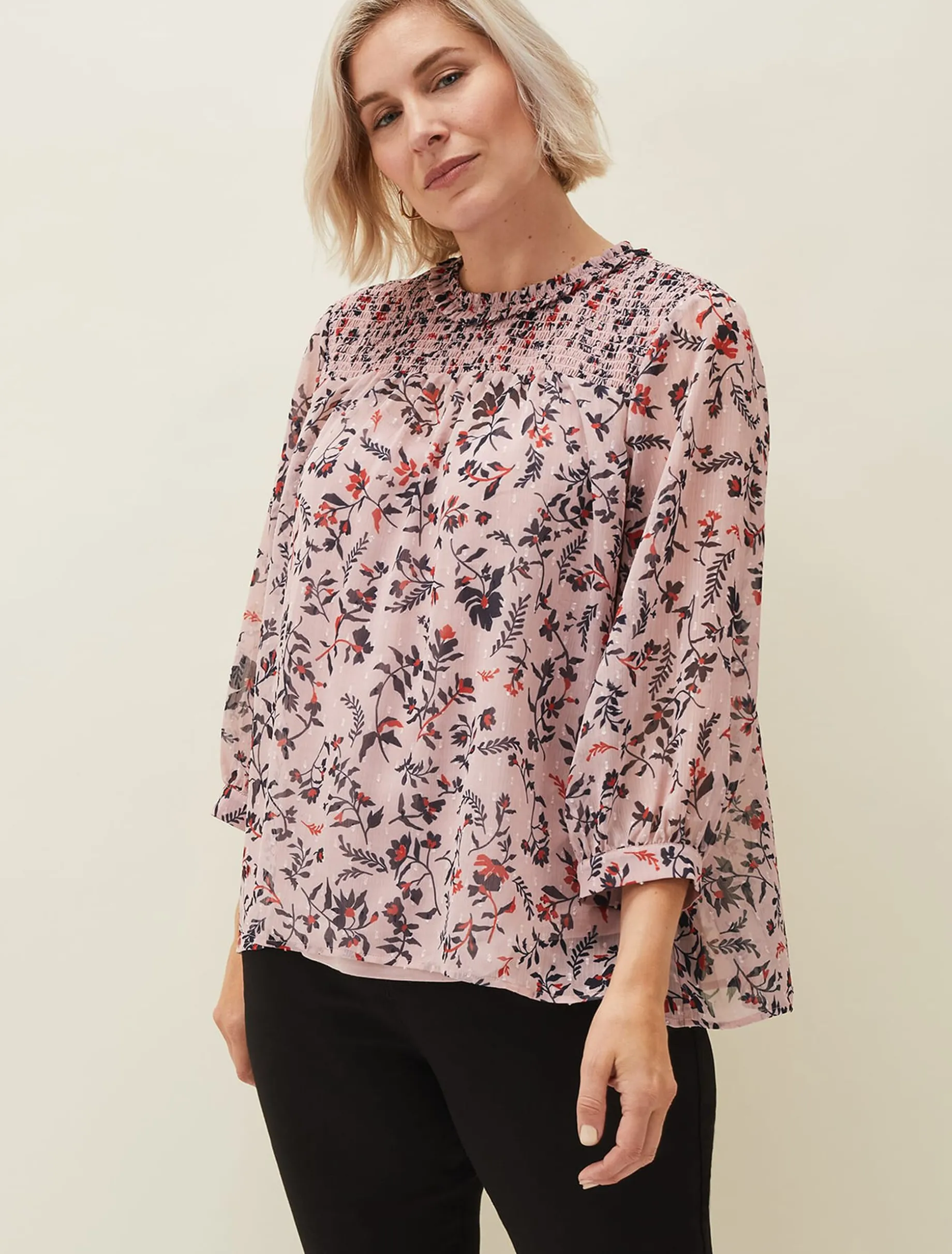 Julie Shirred Floral Blouse