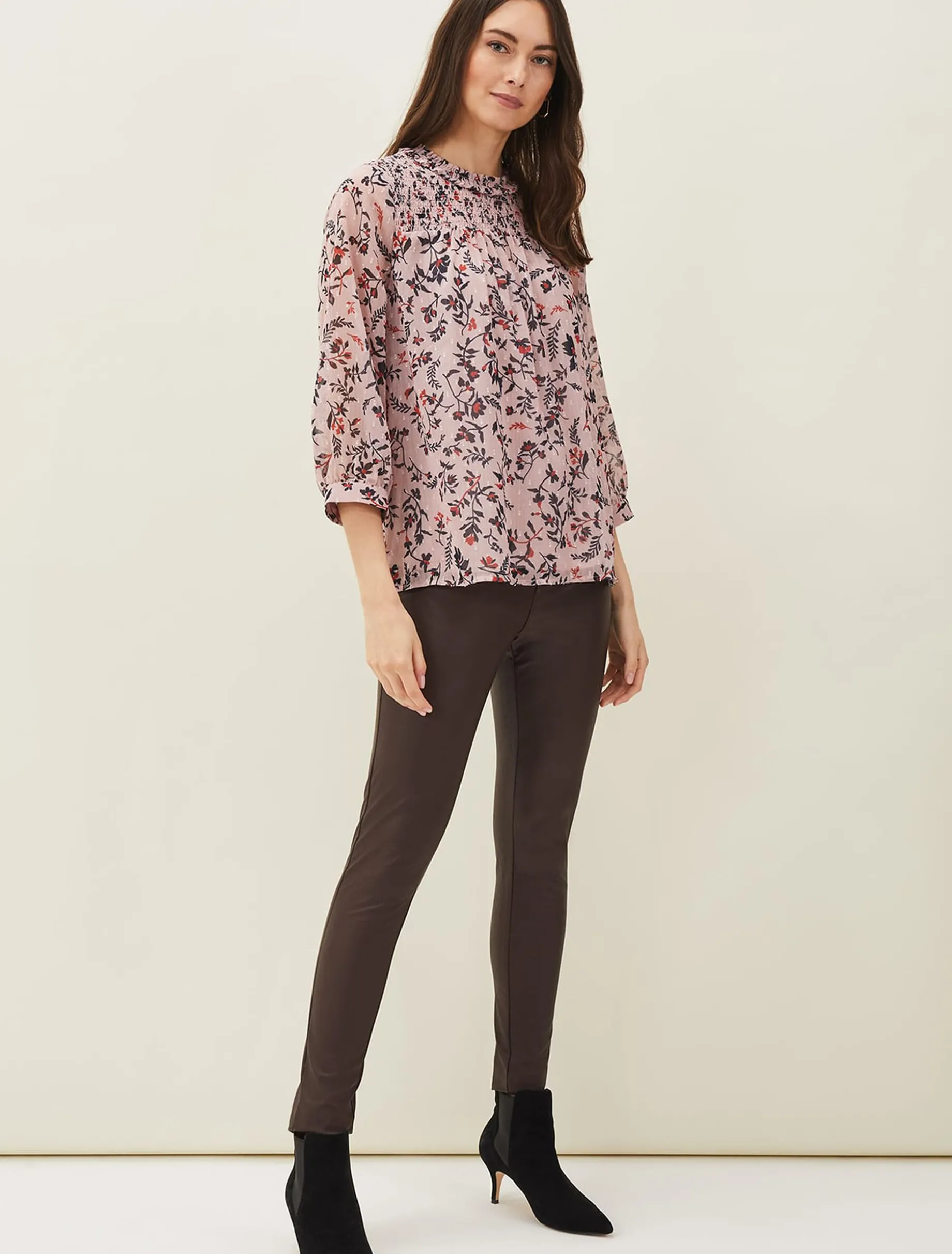 Julie Shirred Floral Blouse