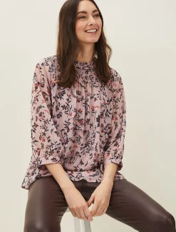 Julie Shirred Floral Blouse