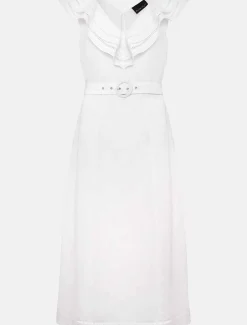 Julieta Frill Broderie Linen Midi Dress