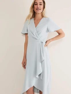 Julissa Ruffle Wrap Midi Dress
