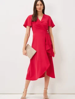 Julissa Ruffle Wrap Midi Dress