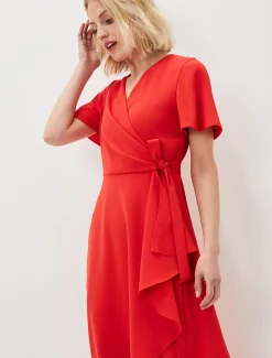 Julissa Ruffle Wrap Midi Dress