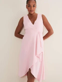Julissa Sleeveless Ruffle Wrap Midi Dress