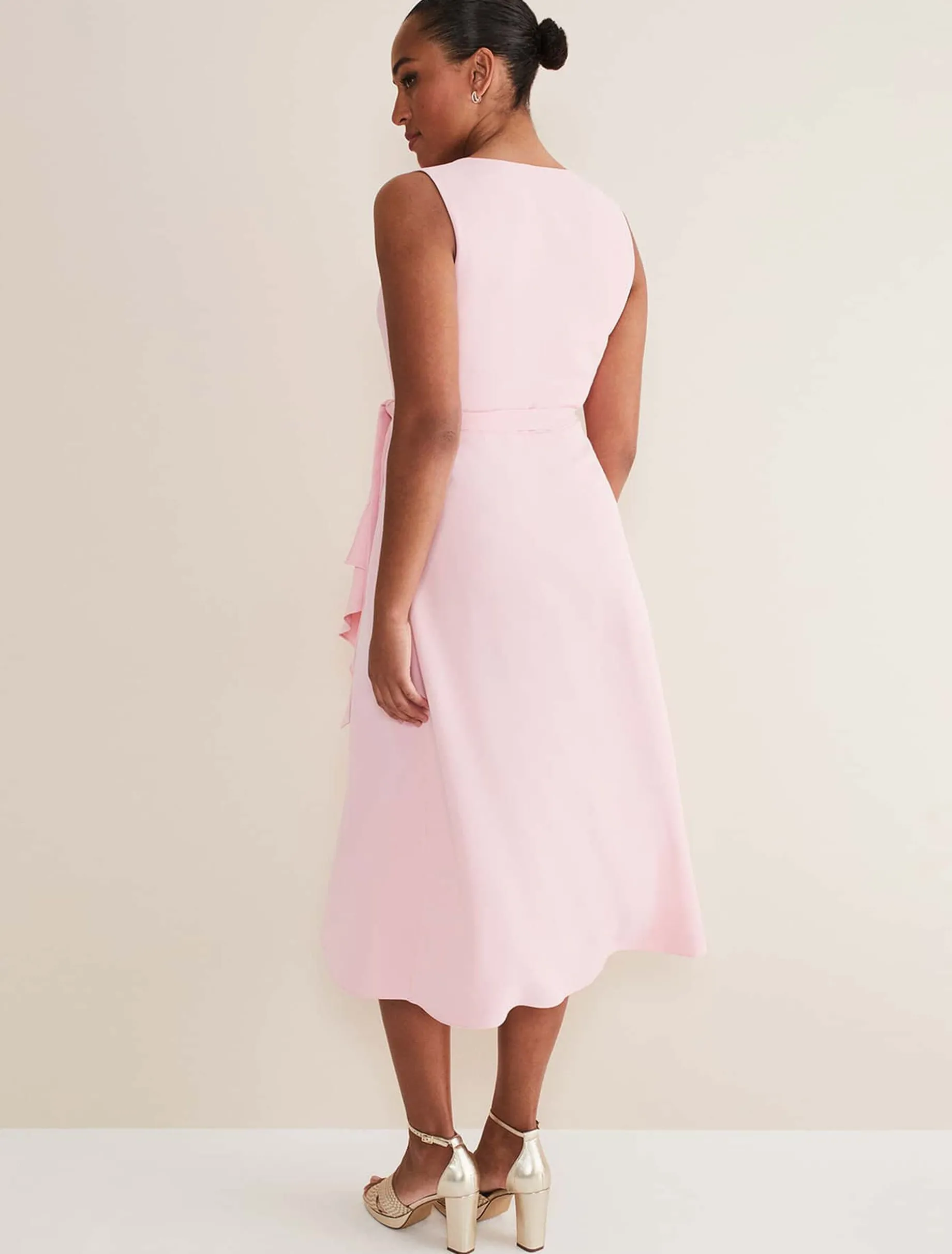 Julissa Sleeveless Ruffle Wrap Midi Dress